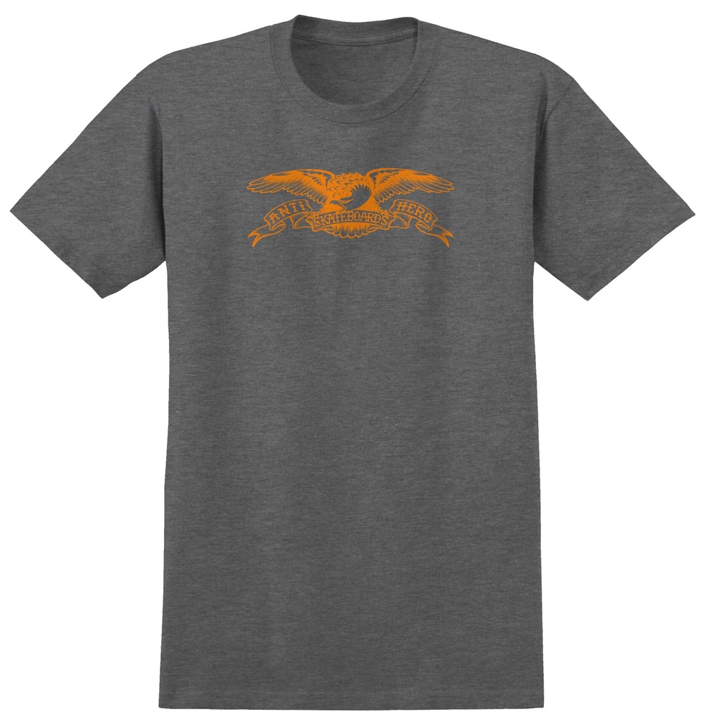 ANTI-HERO BASIC EAGLE HEATHER CHARCOAL/ORANGE 4.6 OZ SS L