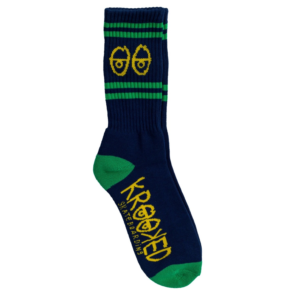 KROOKED EYES SOCKS NAVY/GREEN/YELLOW