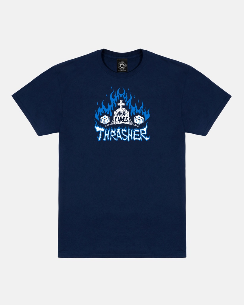 THRASHER WHO CARES BY NECKFACE NAVY SS M