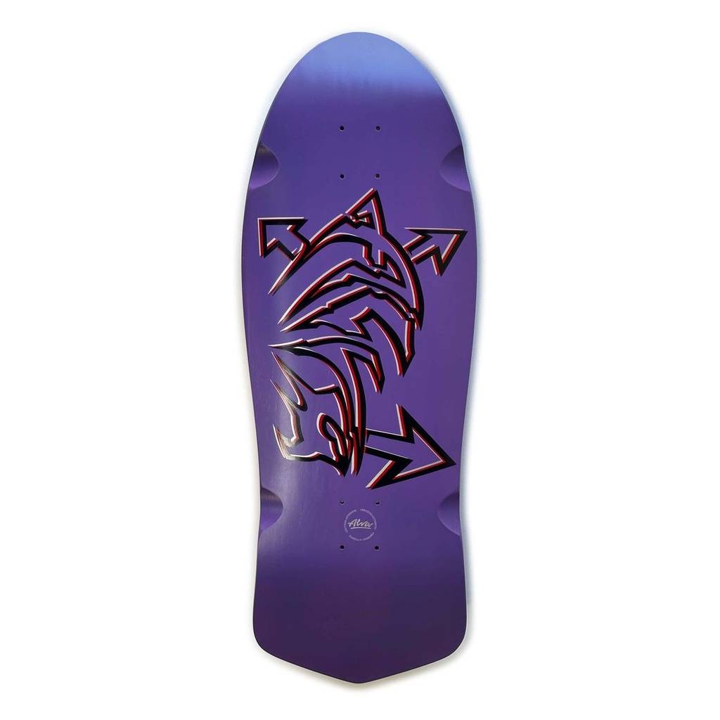 ALVA DOLPHIN PURPLE/SILVER/RED/BLACK SHAPED WHEEL WELLS DECK 11.125 X 30.75
