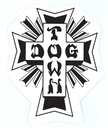 DOGTOWN CROSS LOGO WHITE/BLACK/WHITE 5.5" STICKER