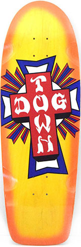 DOGTOWN CROSS LOGO 70'S RIDER YELLOW STAIN/ORANGE FADE SHAPED DECK 10.00 X 30.57